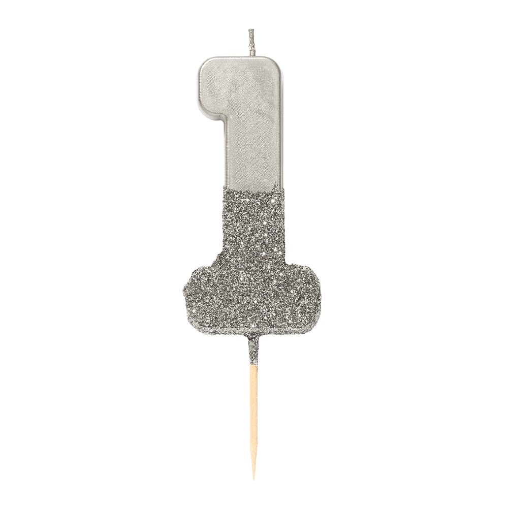 Zahlenkerze 1 silber