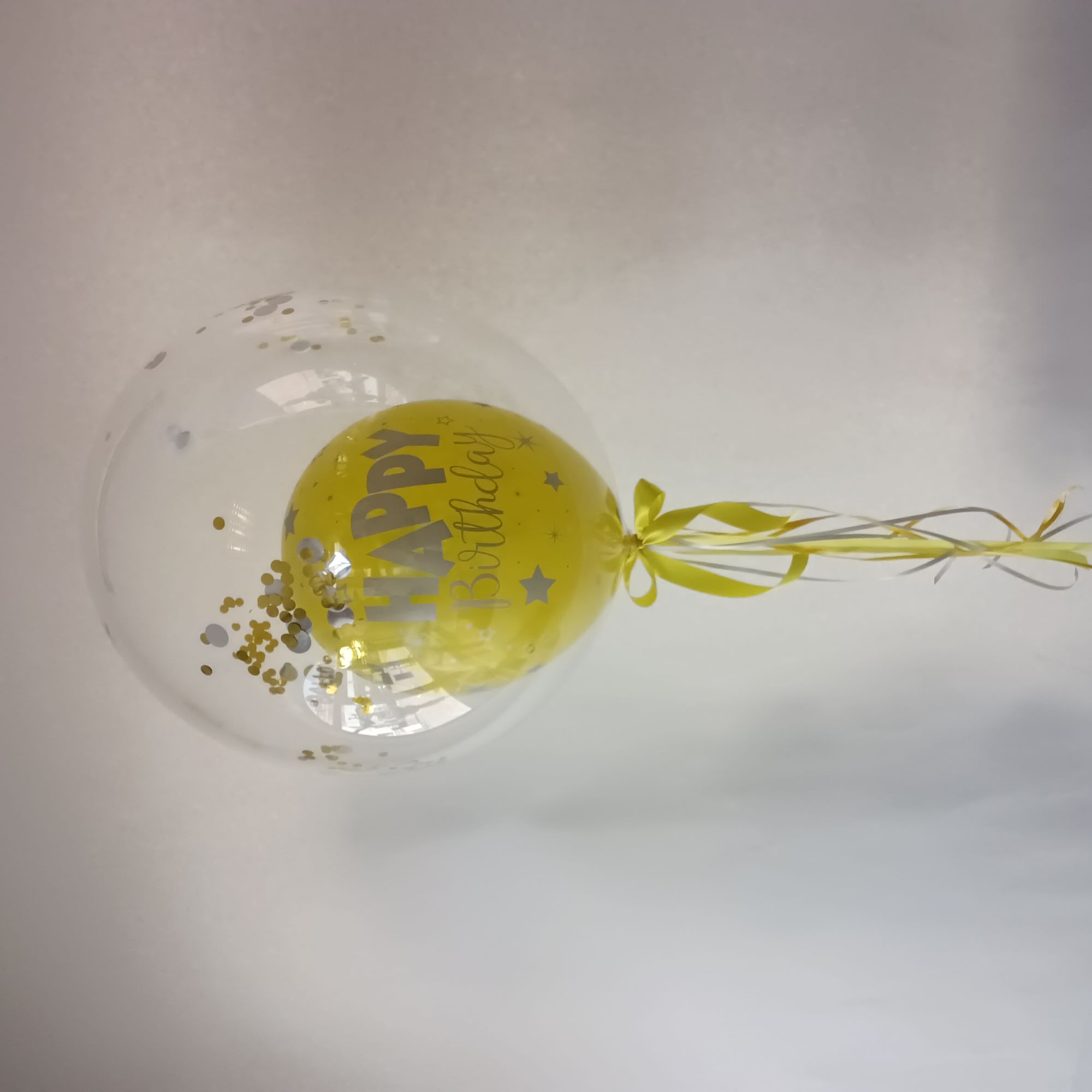 Bubble Ballon Gelb – Happy Birthday