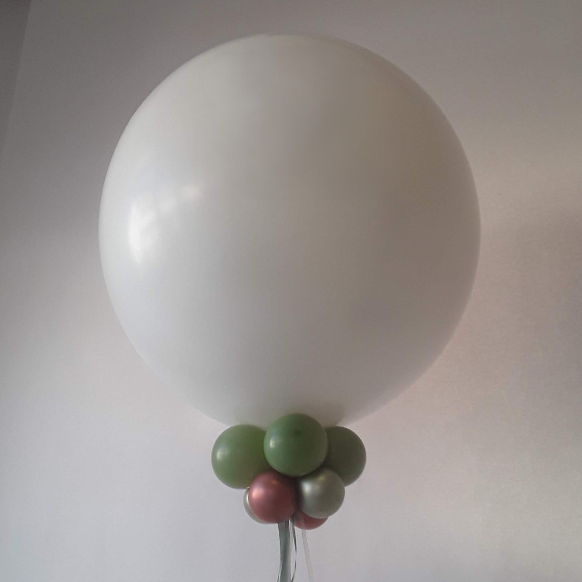 weißer Exploding 60 cm mit grünen Abschlussballons 30 Innenballons nicht transparent