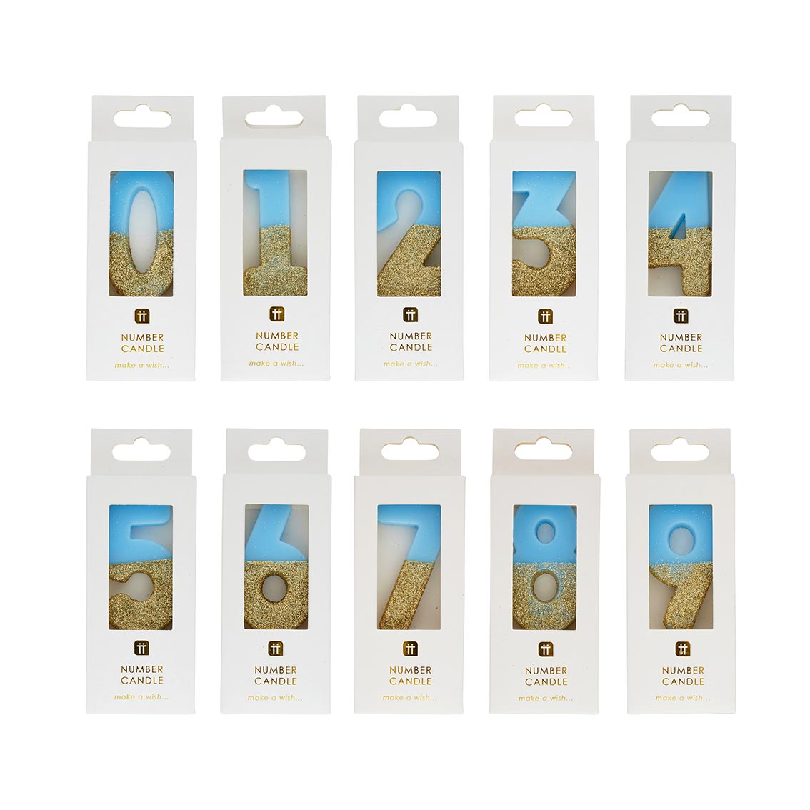 Zahlenkerzen blau gold 0