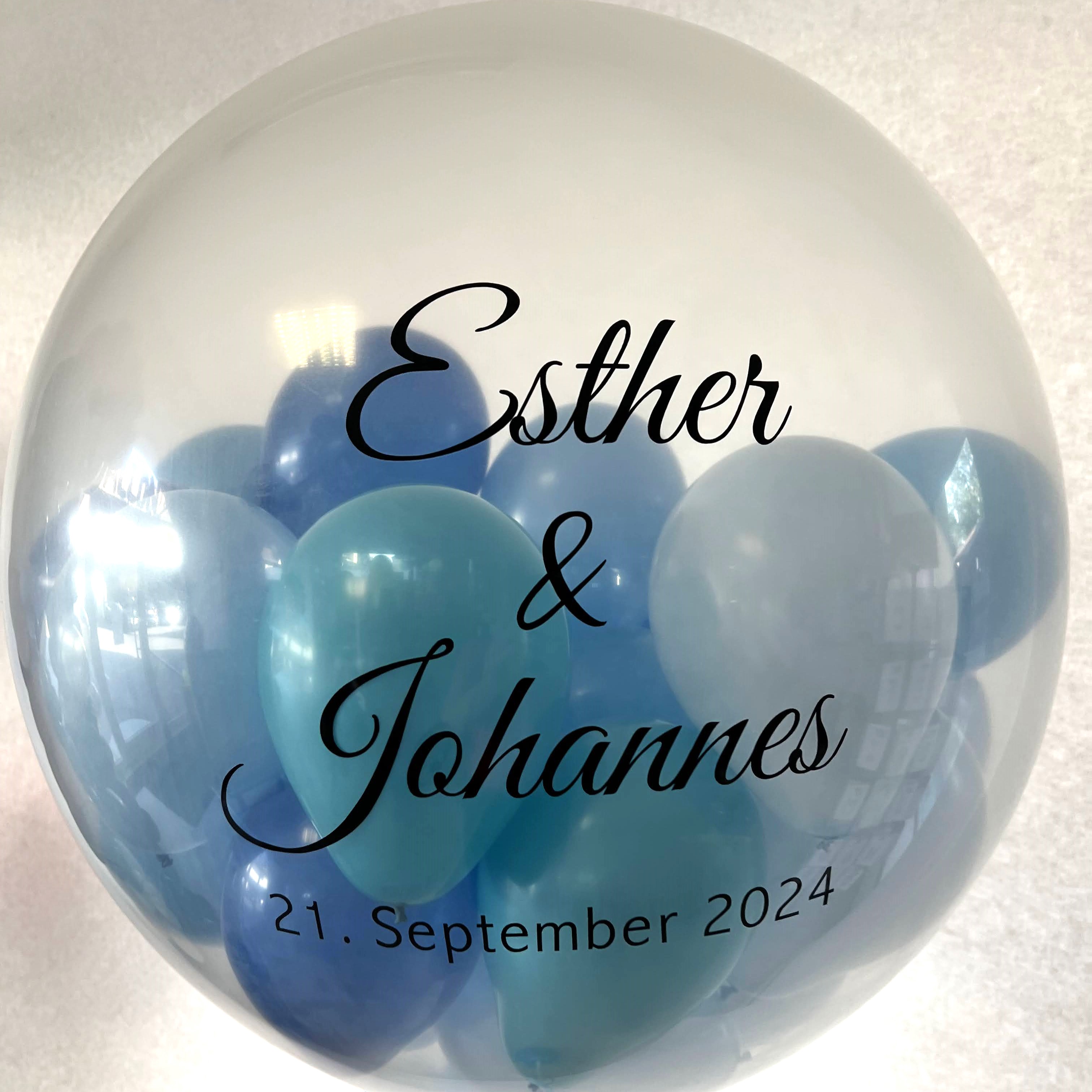 Exploding Ballon mit 30 Innenballons  60 cm– personalisiert