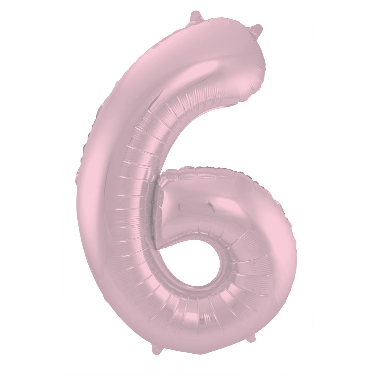 Folienzahl 6 pastellrosa metallic matt 34 in / 86cm mit Helium und Gewicht
