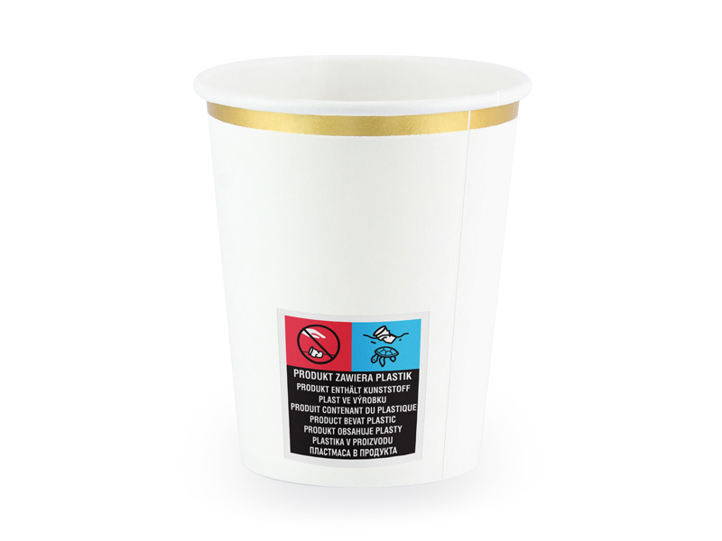 Becher in gold weiß 260 ml Umwelthinweis