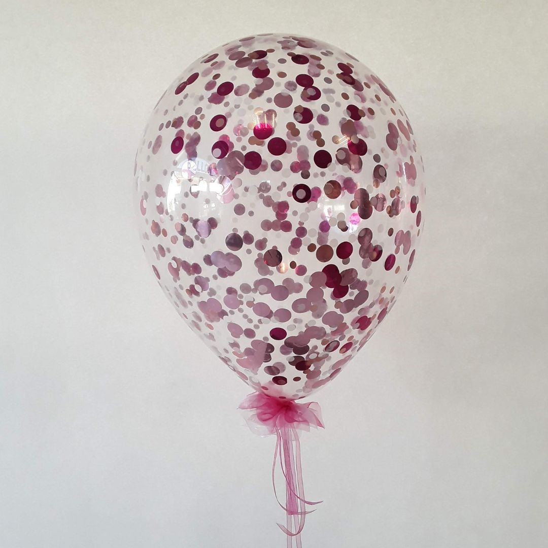 Konfettiballon mit Schleife pink mix