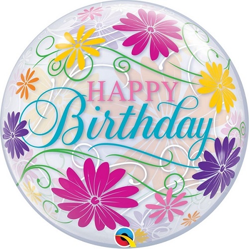 Single Bubble Birthday Flowers & Filigree ungefüllt