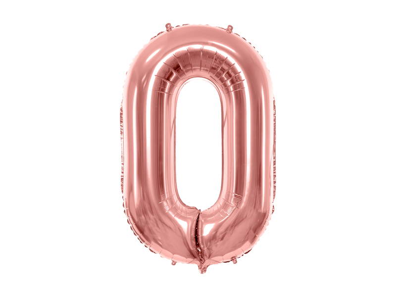 Folienzahl 0 rosegold 34 in / 86cm mit Helium und Gewicht