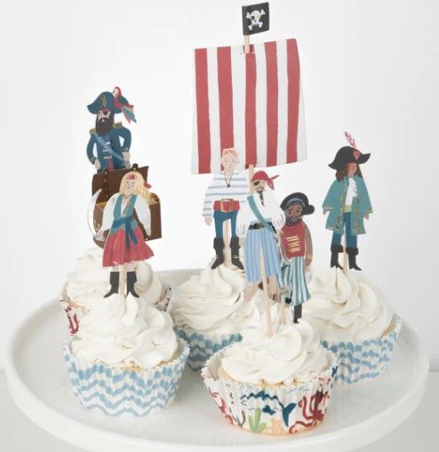 Piraten Cupcake Set für 24 Cupcakes dekoriert auf Cupcakes mit Piraten usw