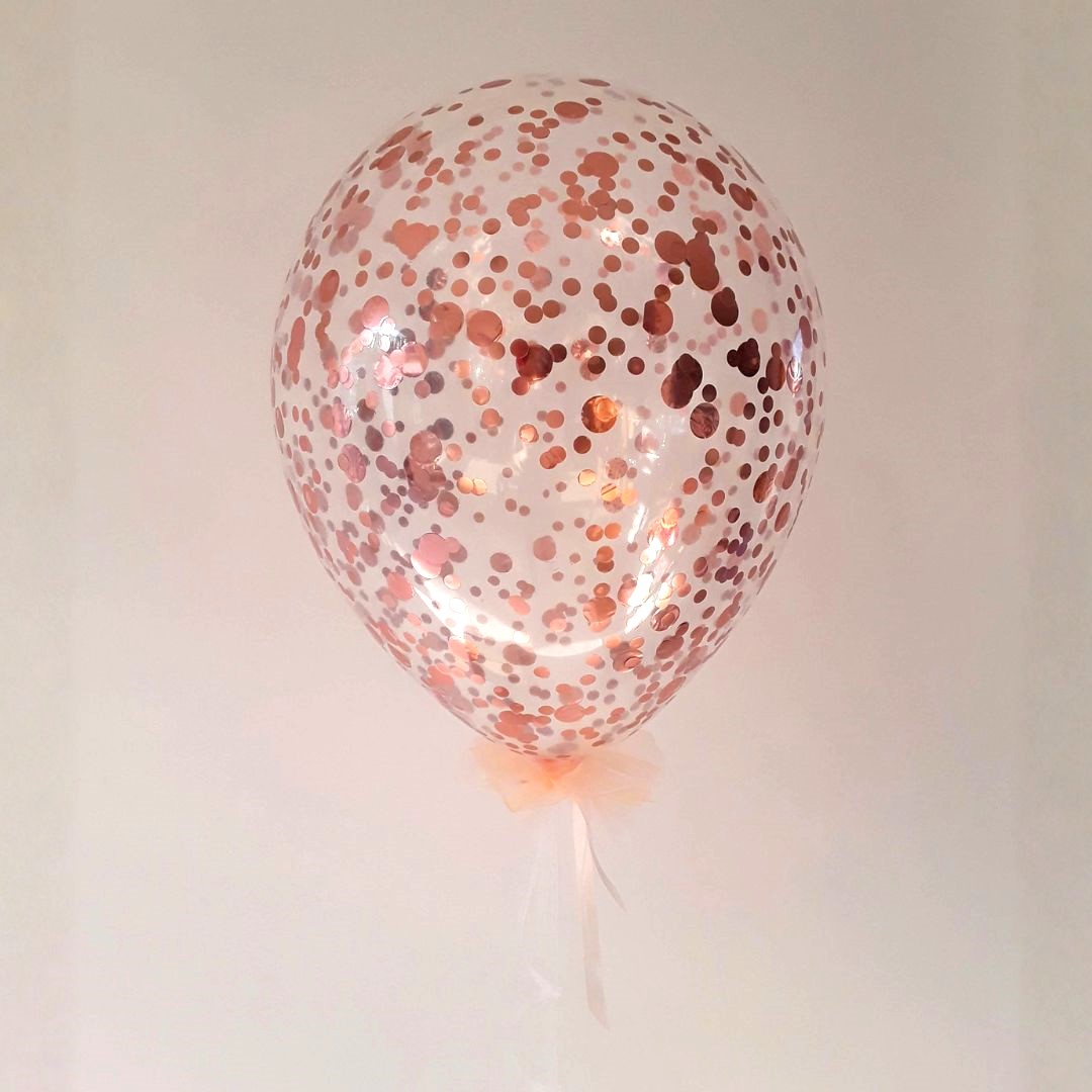 Konfettiballon mit Schleife rosegold