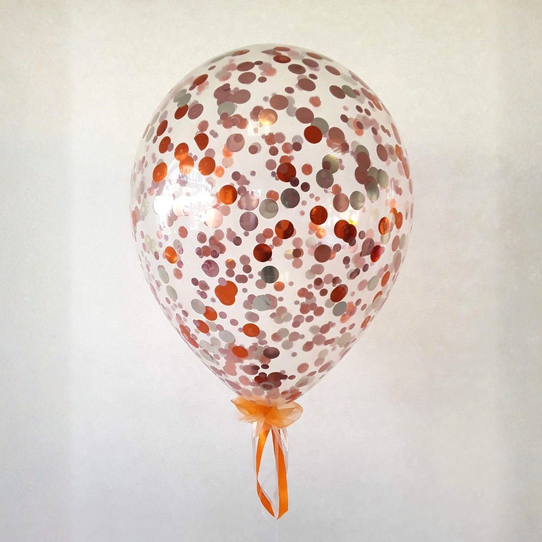 Konfettiballon mit Schleife orange mix