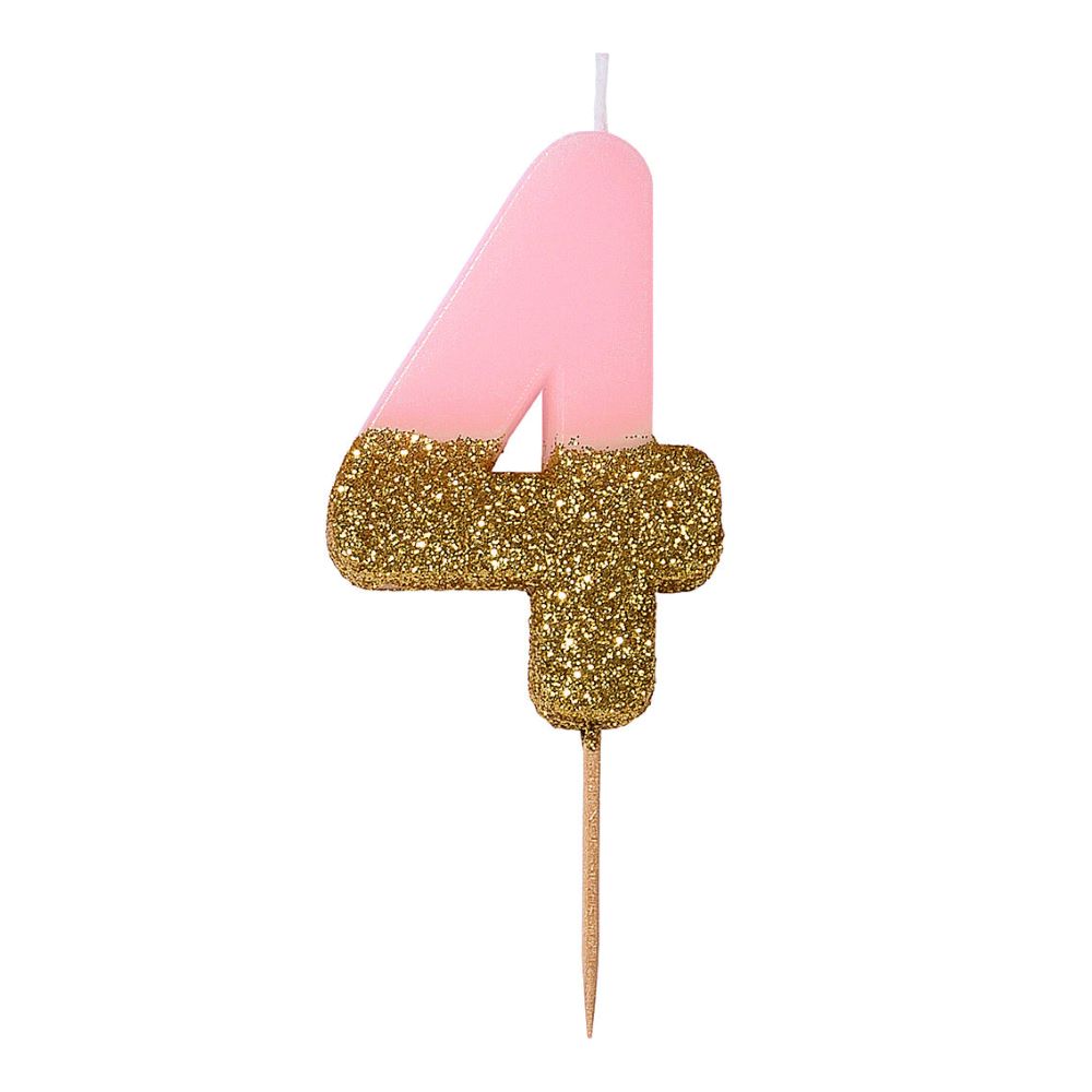 Zahlenkerzen rosa gold 4