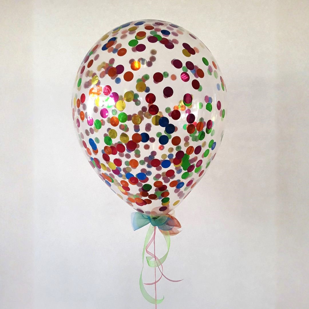 Konfettiballon mit Schleife bunt