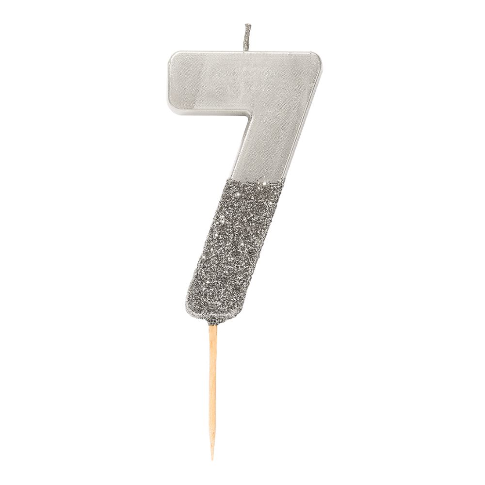 Zahlenkerze 7 silber