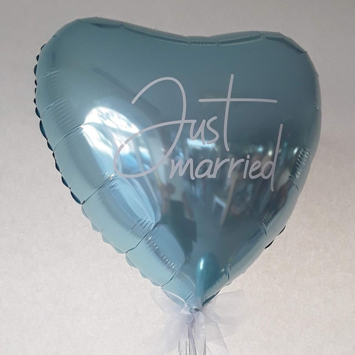 Just married bedrucktes 55 cm Herz in blau