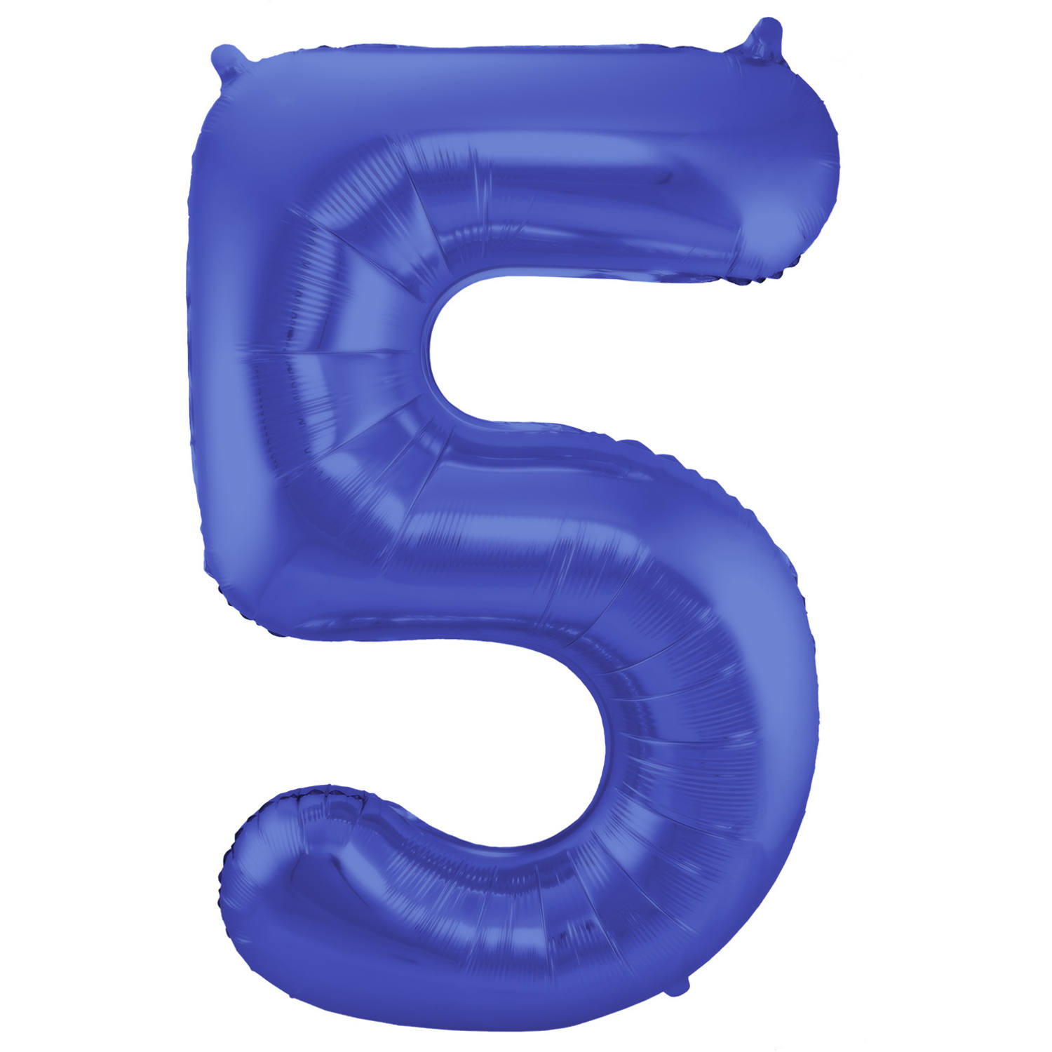 Folienzahl 5 blau metallic matt 34 in / 86cm mit Helium und Gewicht