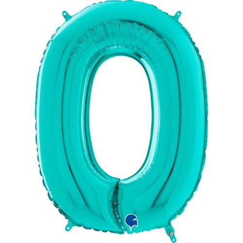 Folienzahl 0 türkis 26 in / 66cm mit Helium und Gewicht