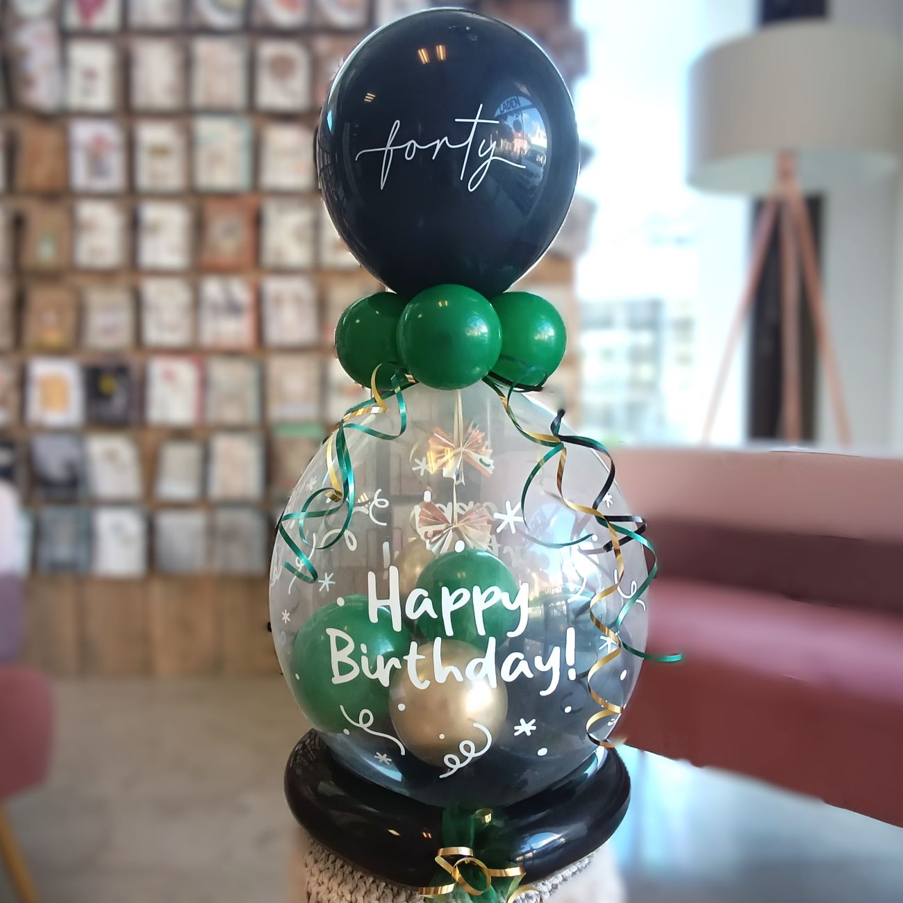 Geldballon Happy Birthday – Grün-Schwarz-Gold