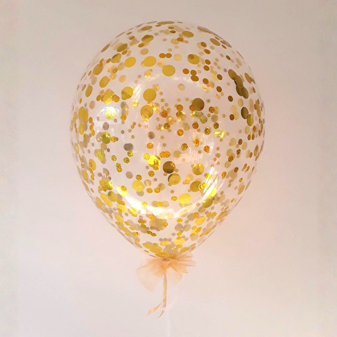 Konfettiballon mit Schleife gold