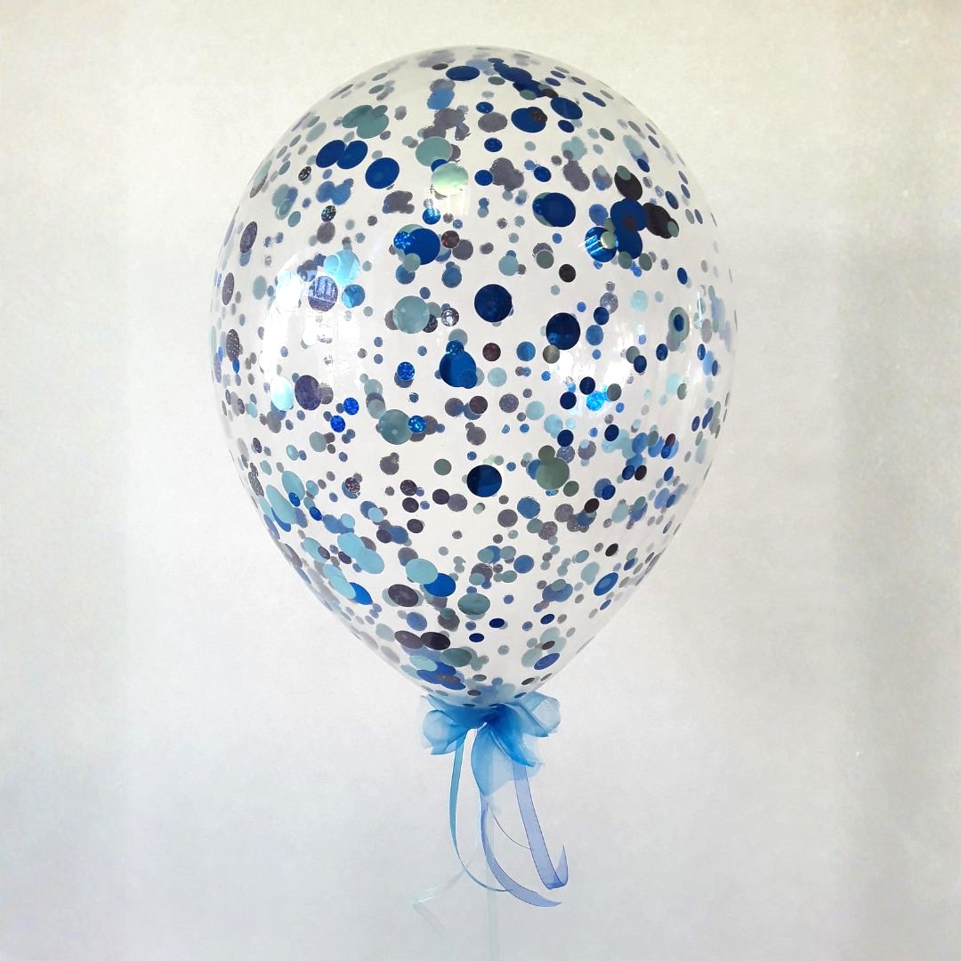 Konfettiballon mit Schleife blau mix