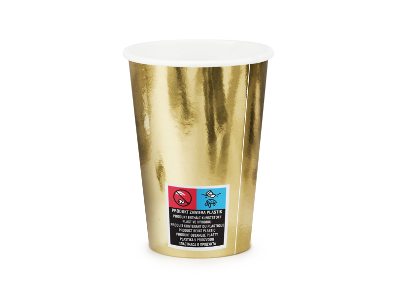 Becher in gold mit 220 ml  Umwelthinweis
