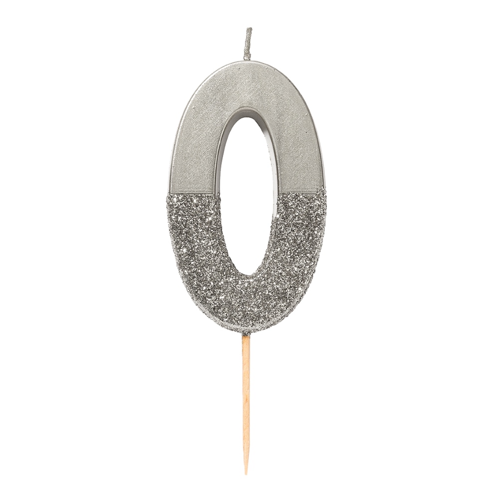 Zahlenkerze 0 silber